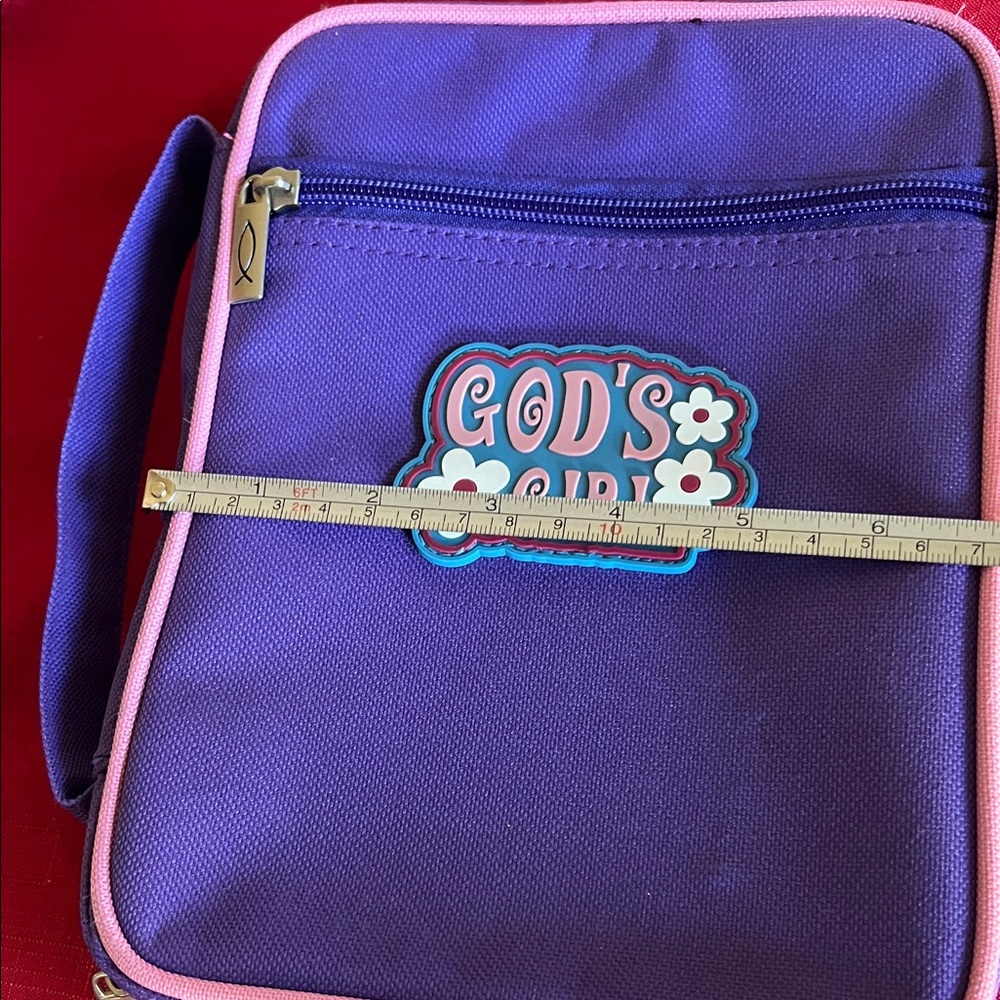 Bible Cover “God’s Girl” Purple Bag with Pink Edges - Picture 6 of 8